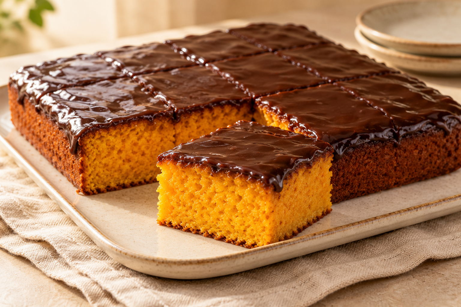 Ilustração de um bolo de cenoura com cobertura de chocolate